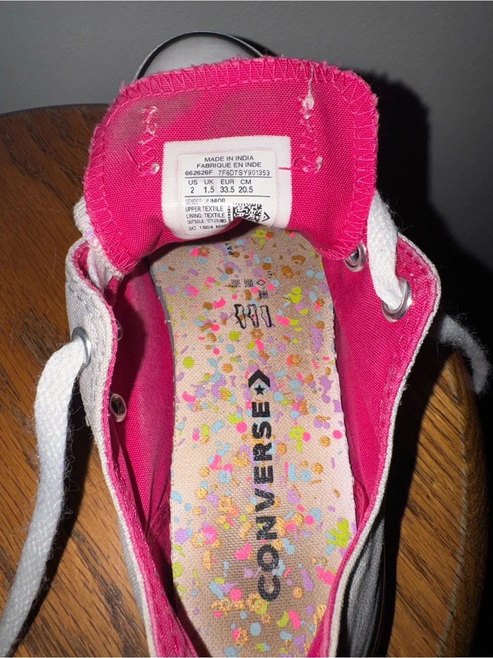Girls Converse All Star Gray Low Top Shoes Size 2